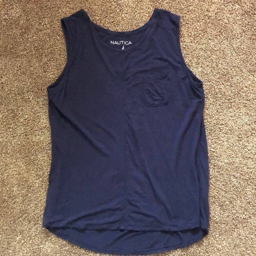 𝅺Nautica Women’s Navy Blue Large Tank Top with Pocket